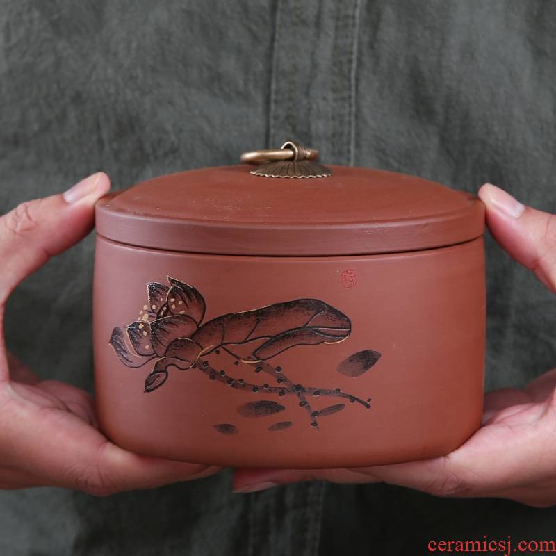 Yixing purple sand tea pot large ceramic seal tank receives the pu 'er tea boxes to wake receives receives box