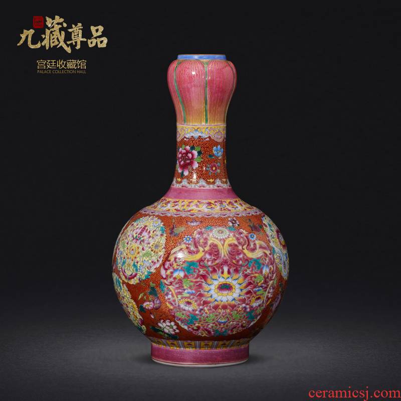Jingdezhen ceramics imitation the qing qianlong hand - made paint powder enamel bottle collection sitting room home decoration