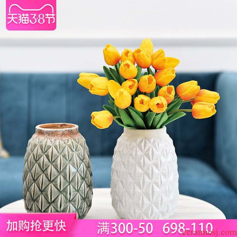 American retro dried flower flower ceramic bottle pineapple POTS mesa place soft outfit decoration home sitting room tea table of flowers
