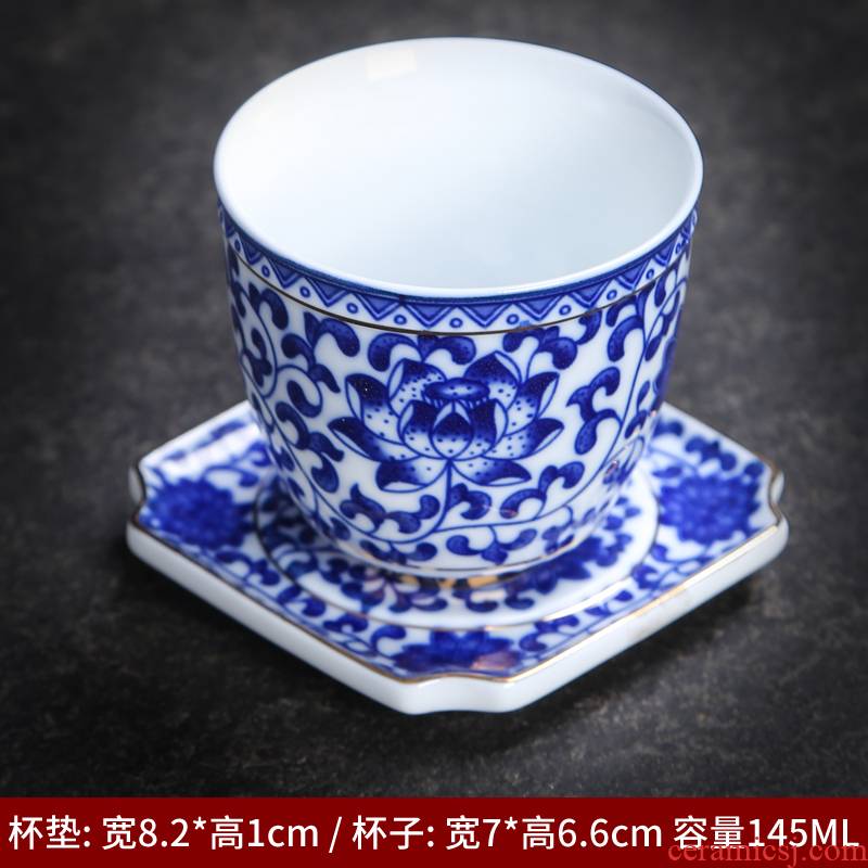 The Master of the blue and white porcelain cup single CPU single sample tea cup jingdezhen ceramic cups kung fu tea set small tea cup cup mat