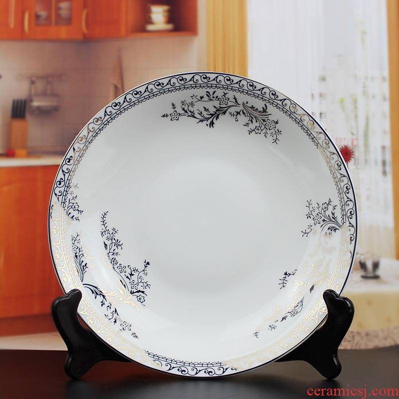 Minsheng ceramics tableware swan lake FanPan 7 inch plate 8 inch deep dish dish dish of gold and silver and porcelain plates