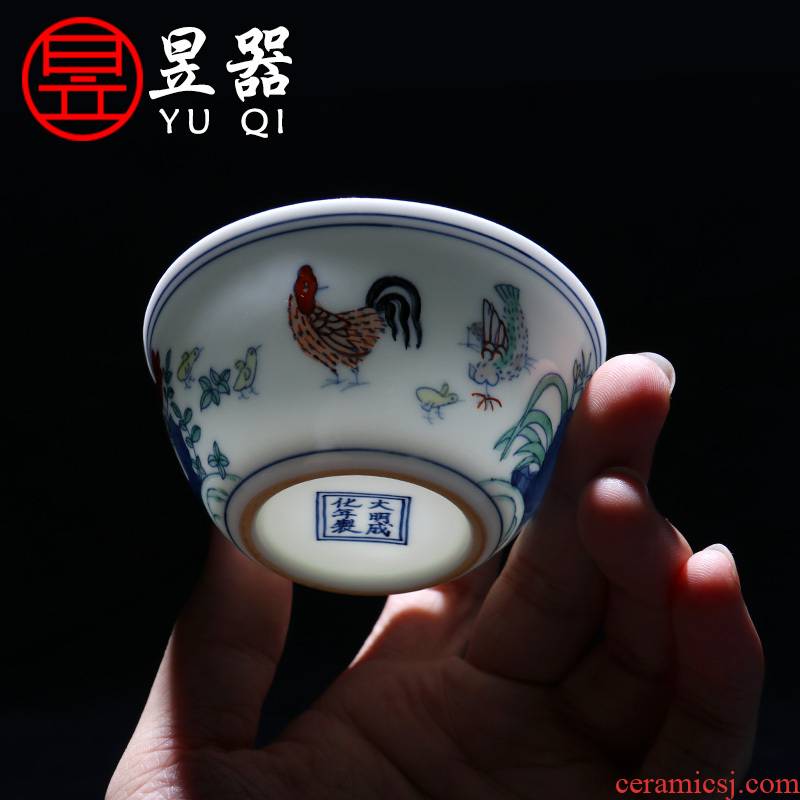 Yu ware jingdezhen ceramic antique chenghua chicken color bucket cylinder cup hand - made the master sample tea cup kung fu tea tea cup