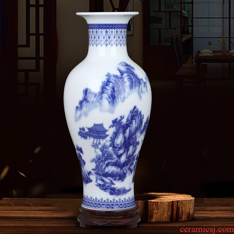 Jingdezhen ceramics archaize large blue and white porcelain vase furnishing articles home sitting room lucky bamboo flower arrangement craft ornaments