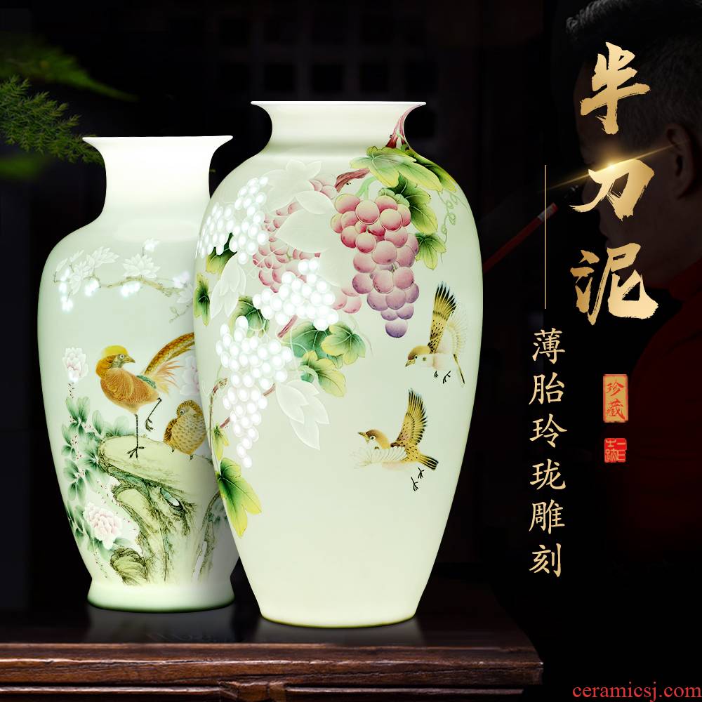 Jingdezhen ceramic hand - made thin foetus vase knife clay rich ancient frame decorate sitting room flower arranging study office furnishing articles