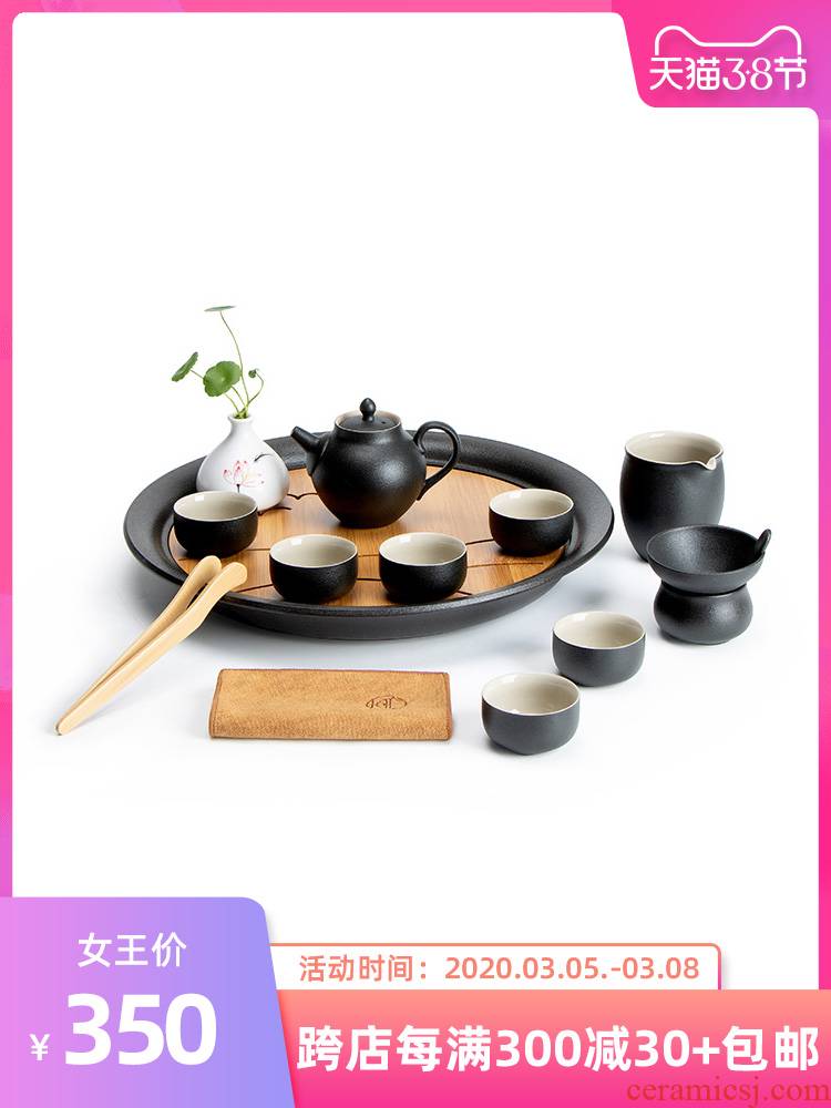 Mr Nan shan south wild chicago-brewed goose black pottery tea set of household ceramic teapot teacup storage type dry tea tray