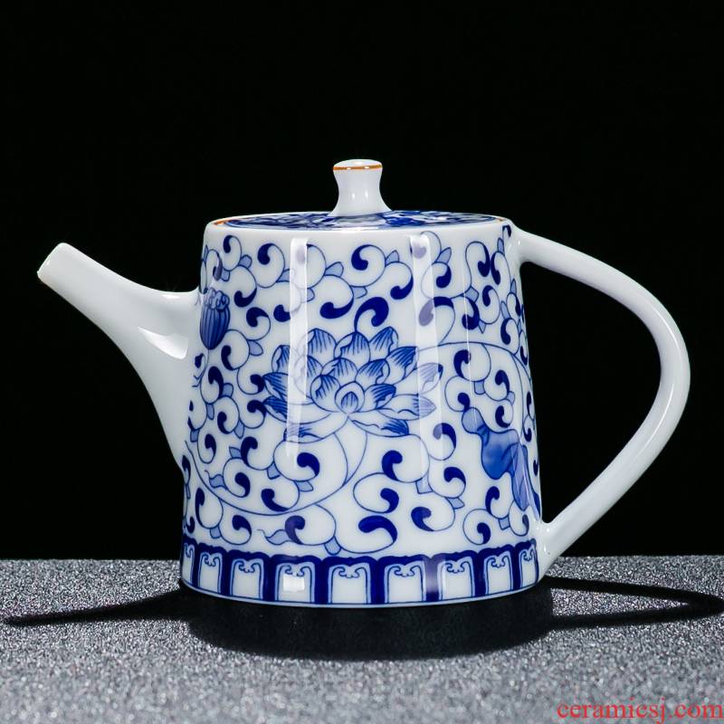 NiuRen ceramic tea set with blue and white porcelain craft teapot kung fu tea set a single pot teapot large tea