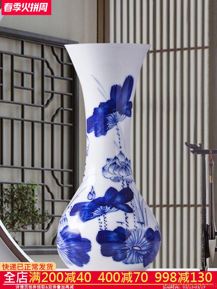 Blue and white porcelain of jingdezhen ceramics floret bottle hydroponic lucky bamboo flower arrangement home sitting room adornment rich ancient frame furnishing articles