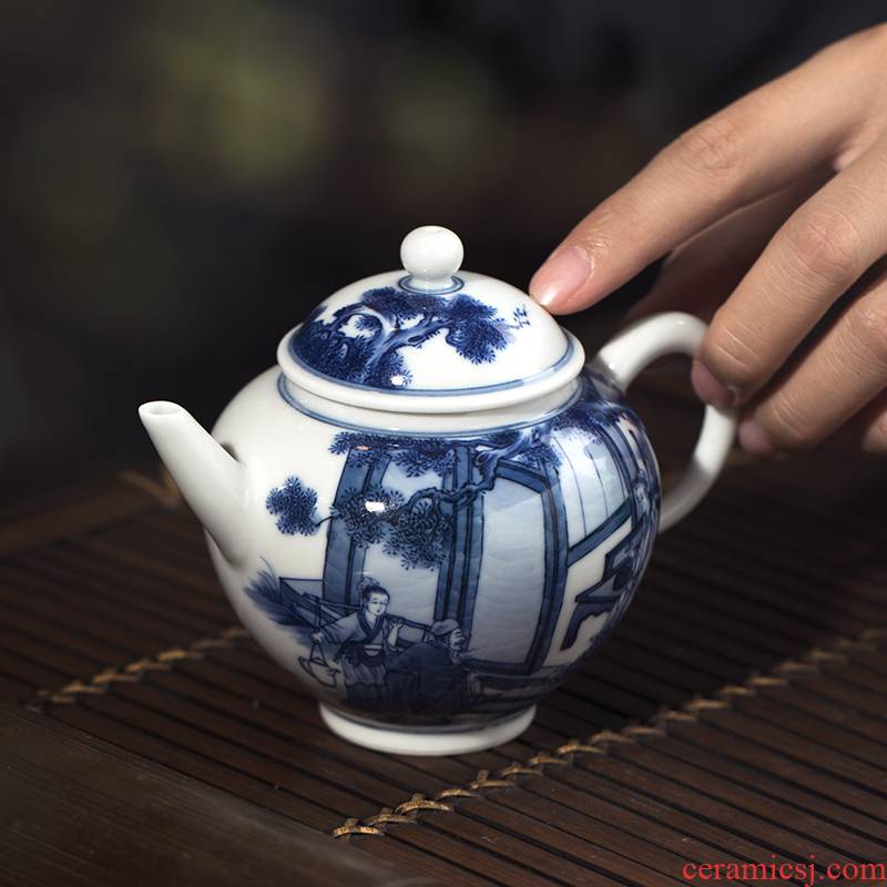 Clock, maintain the teapot hand - made porcelain up ceramics 24 filial piety yongquan jump carp character of small single pot of kung fu