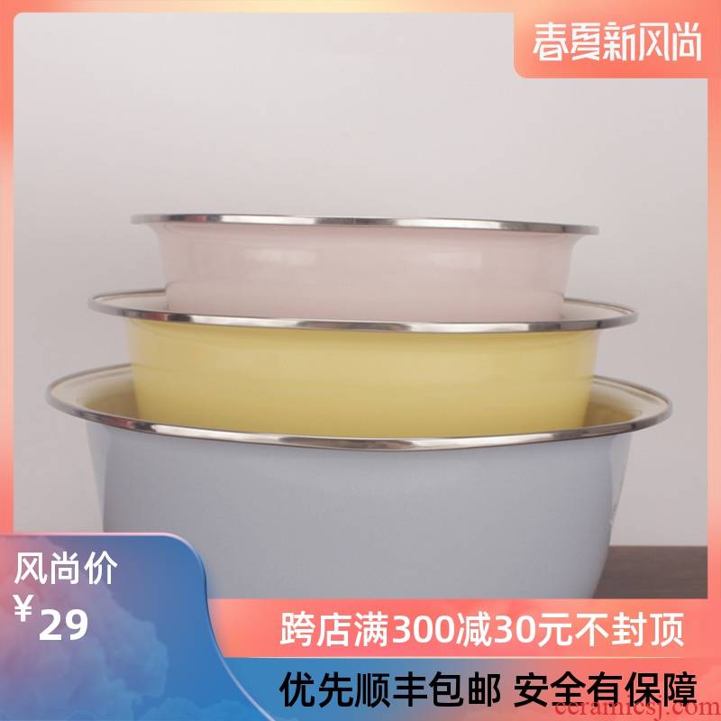 Enamel with freight insurance 】 【 flavor bucket fruit basin xiancai basins of soup basin and the basin that wash a face pot soup bowl electromagnetism furnace flame