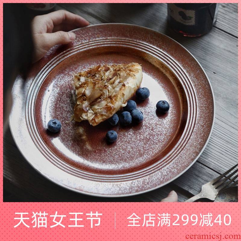 Lototo Japanese home plate flat ceramic plate salad plate of creative disk restore ancient ways western food steak dish plate