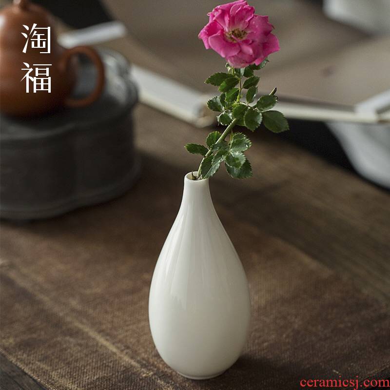 Dehua white porcelain floret bottle furnishing articles of Chinese style living room flower flower arranging ceramic kung fu tea accessories zero with the tea taking
