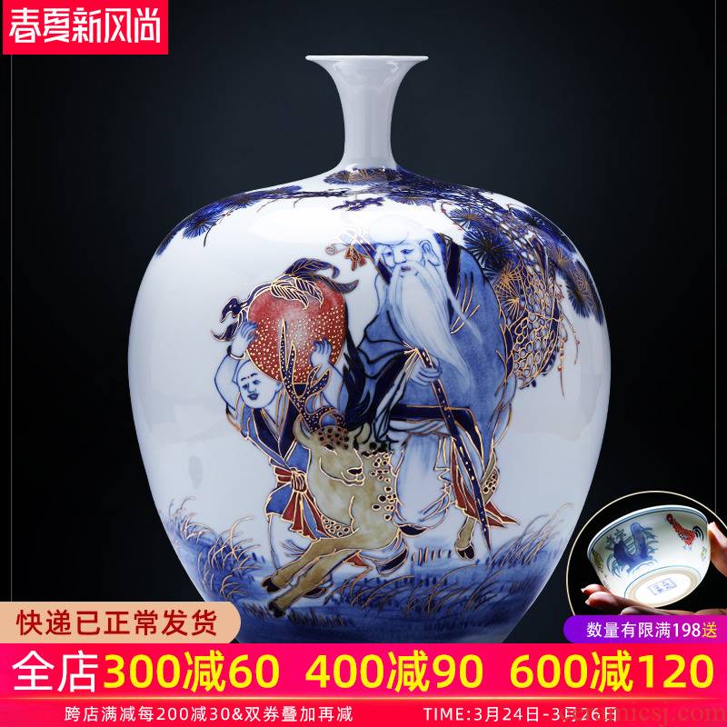 Jingdezhen ceramics master see colour character longevity figure big pomegranate hand - made vases bottles of new Chinese style household act the role ofing is tasted