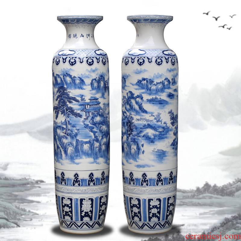 Jingdezhen blue and white porcelain hand - made ceramic furnishing articles home sitting room of large vase splendid sunvo hotel decoration