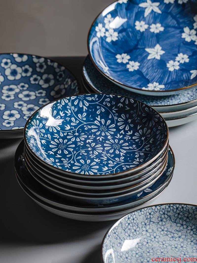 Jingdezhen Japanese ceramics tableware suit dish dish dish dish creativity under the glaze color home meal disc dumplings plate