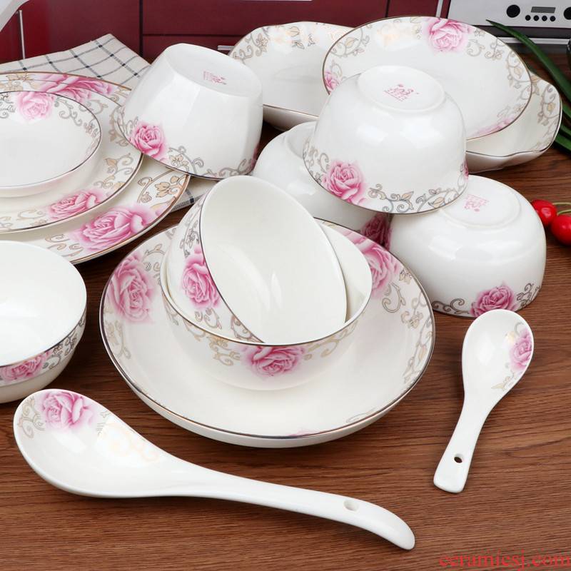 Minsheng ceramics court rose bowl dish up phnom penh tableware bowls rainbow such as bowl bowl FanPan soup plate soup bowl bowl dishes