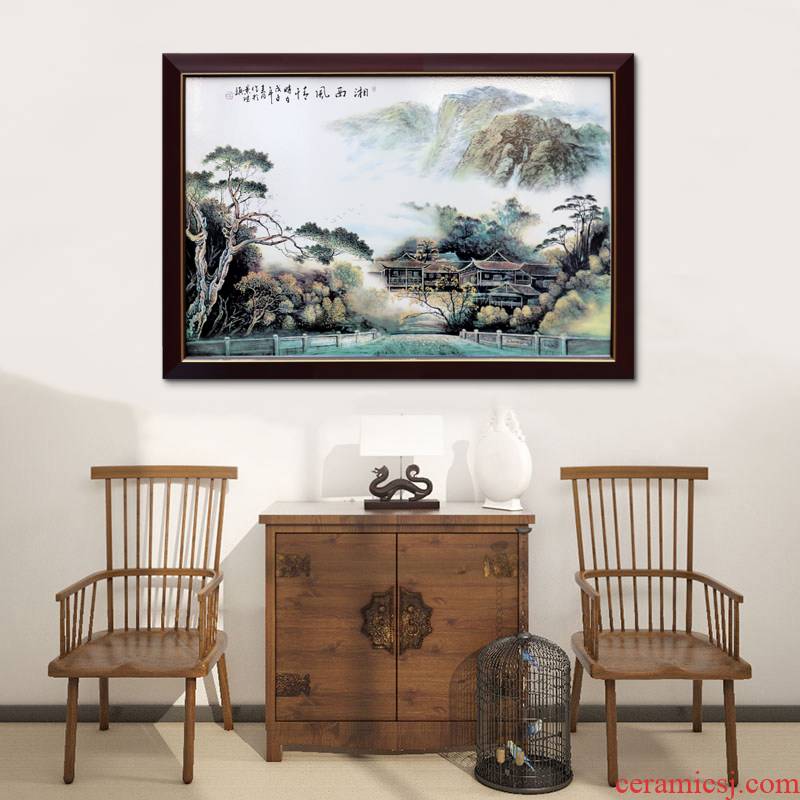 Jingdezhen porcelain plate painting of modern Chinese style living room decoration hangs a picture sitting room porch bedroom new Chinese style murals