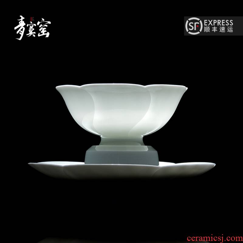 Bluish white porcelain up jingdezhen ceramics green was manual kongfu tea cup cup single the sketch of the master CPU