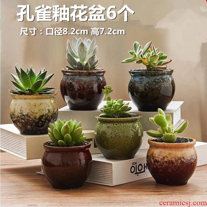 With fleshy flower pot wholesale ceramic creative interior flesh character coarse pottery to restore ancient ways small fleshy plant flower pot