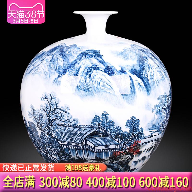 The Master of jingdezhen ceramics hand - made scenery large vases, flower arrangement of the sitting room porch decoration of the new Chinese style furnishing articles