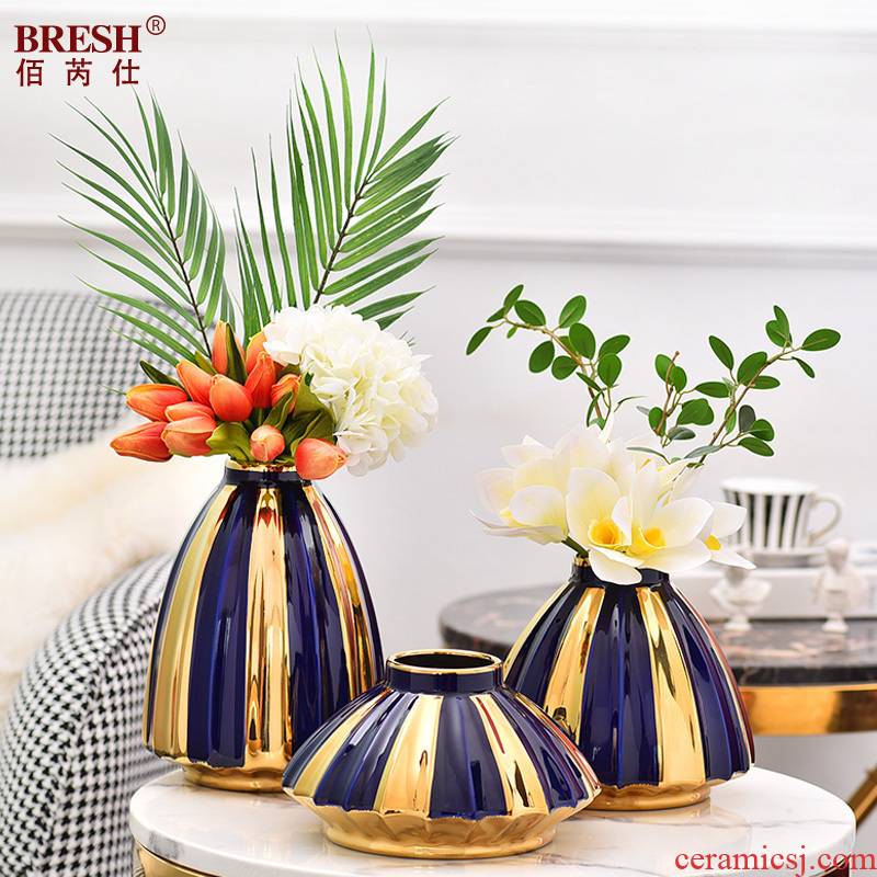 Light ceramic vase key-2 luxury living room TV cabinet wine porch desktop flower arranging household furnish furnishing articles
