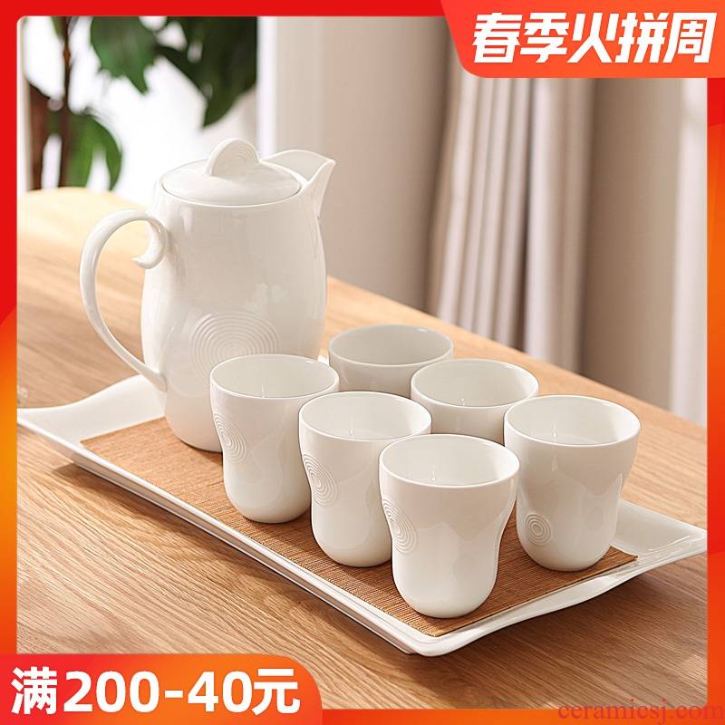 The sitting room with water cool suit household contracted ceramic pot of cold water scented tea tea sets suit cup with water