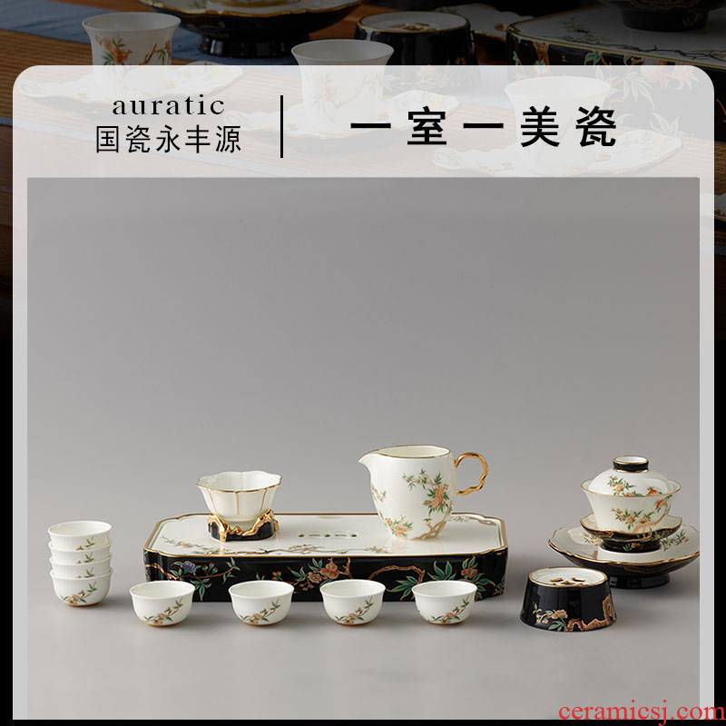 The porcelain Mrs Yongfeng source porcelain pomegranate 18 head home kung fu tea set of ceramic tea set tureen tea cups