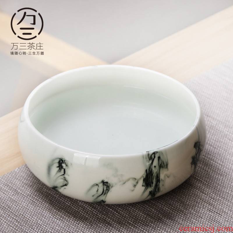 Three thousand in hot tea ceramic container kung fu tea set with parts barrel water jar for wash cup bowl tea wash cup XiCha sea