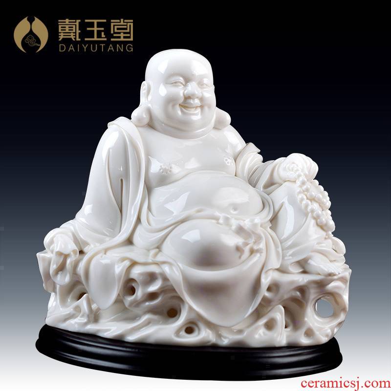 Masters of yutang dai Lin Luyang white marble porcelain penjing collection/8 inches at ease maitreya D01-012