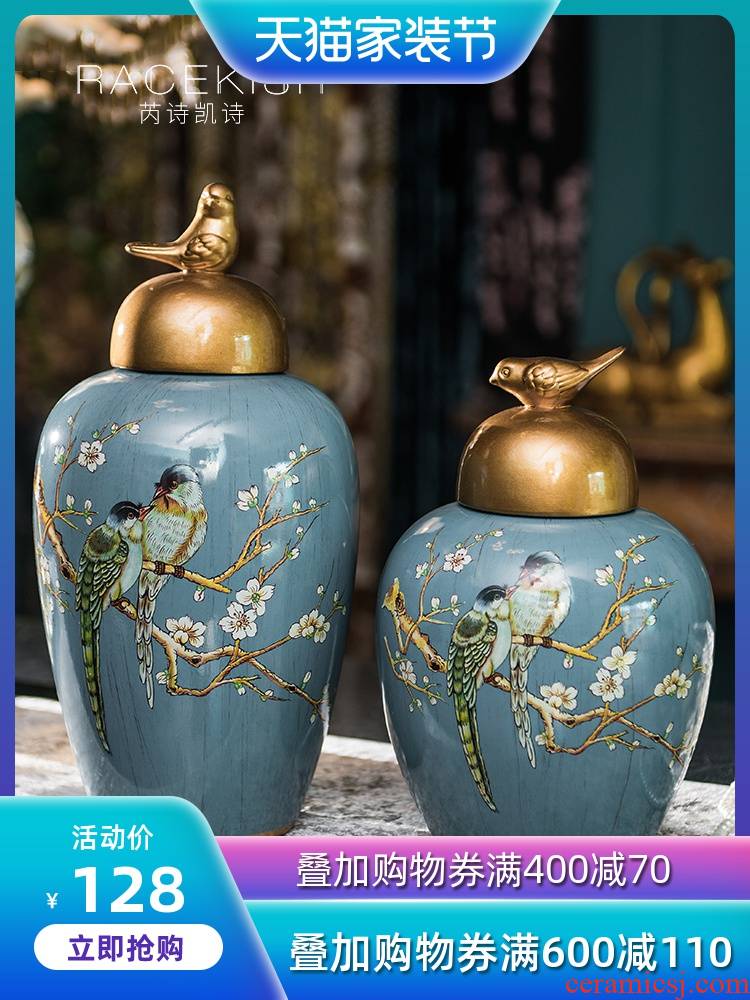 American pastoral ceramic storage tank sitting room between example of new Chinese style porch European household adornment the receive furnishing articles