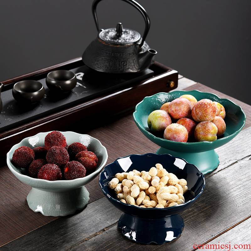 Japanese ceramic fruit bowl home tea tray was sitting room circular snack plate of the tea taking the nut plate bulk snack plate