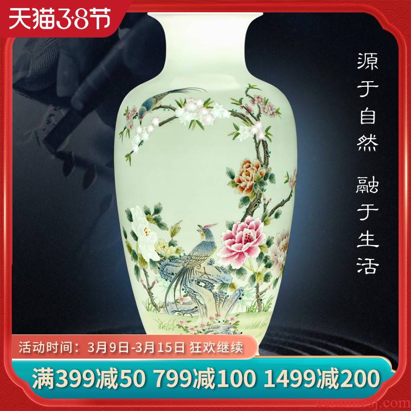 Jingdezhen ceramics flower adornment furnishing articles hand - made pastel notes tong wealth vase Chinese arts and crafts sitting room