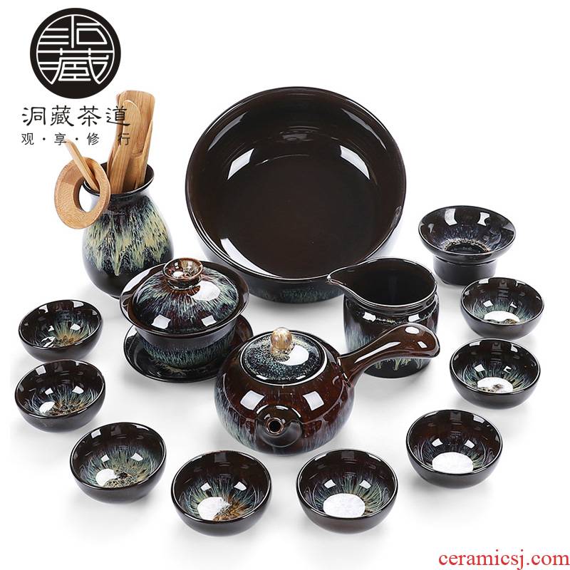 Hole to hide the floor building masterpieces lamp that variable elder brother up with red glaze ceramic kung fu tea teapot teacup sea home outfit