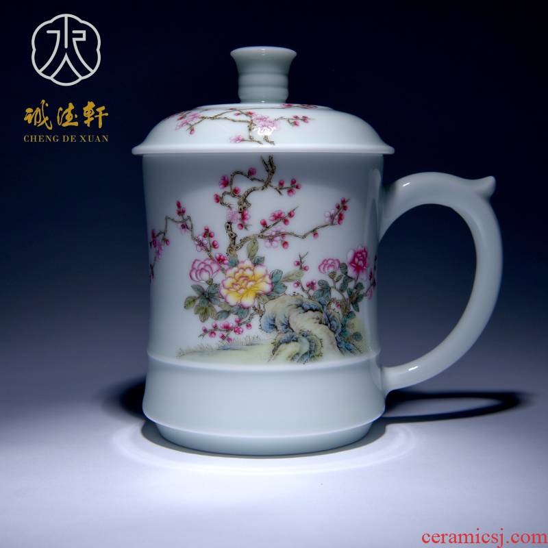 Cheng DE hin jingdezhen ceramic tea set, high - grade pure hand draw pastel cup and cup, the name plum flower