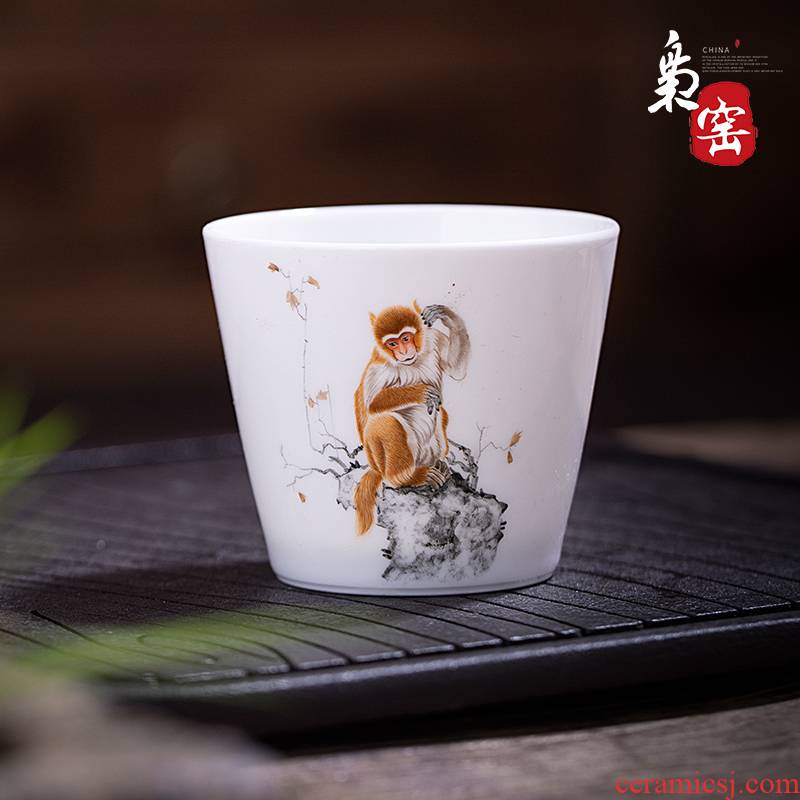 The Owl jingdezhen up market metrix are cup kung fu tea cups one cup tea ceramic hand - made pastel monkeys make tea cup