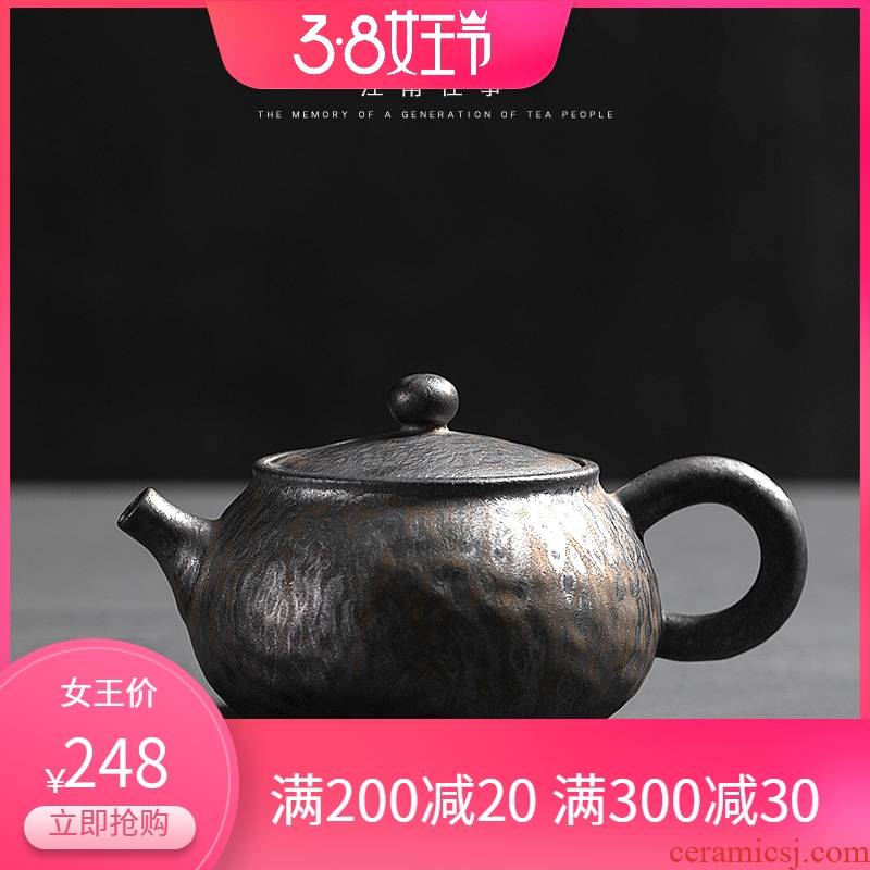Jiangnan tea kettle past ceramic kung fu tea set coarse pottery pot of gold hammer zen household single pot of tea