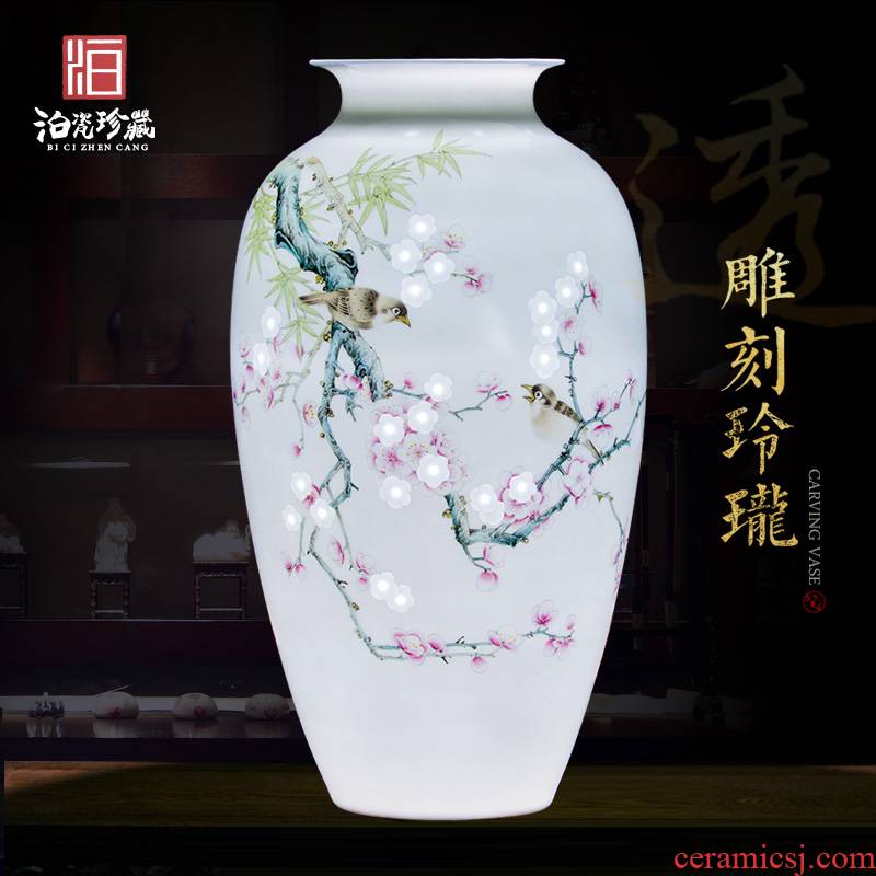 Jingdezhen ceramics hand - made thin foetus flower vase porch sitting room of Chinese style household decorative gift furnishing articles
