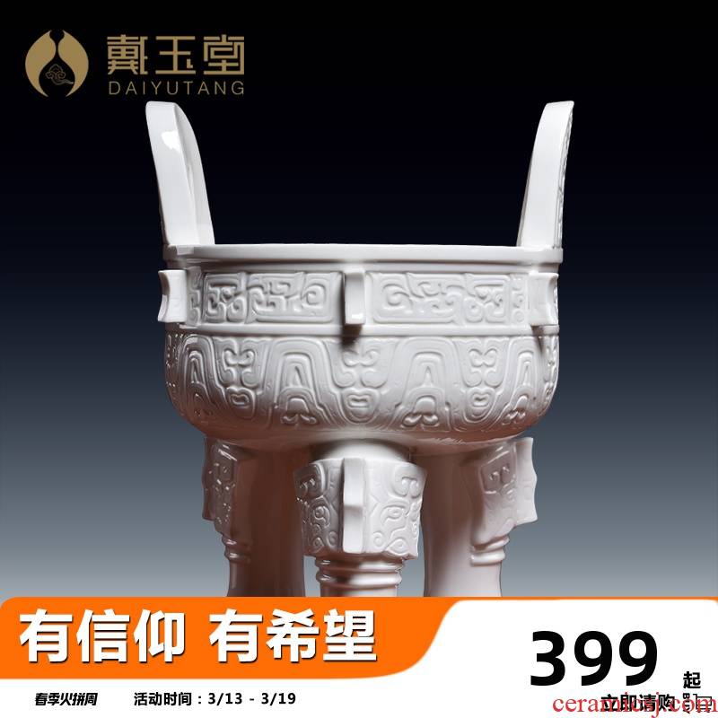 Yutang dai household ceramics burn incense buner for Buddha temple consecrate Buddha with supplies indoor incense seat insert/big ding furnace