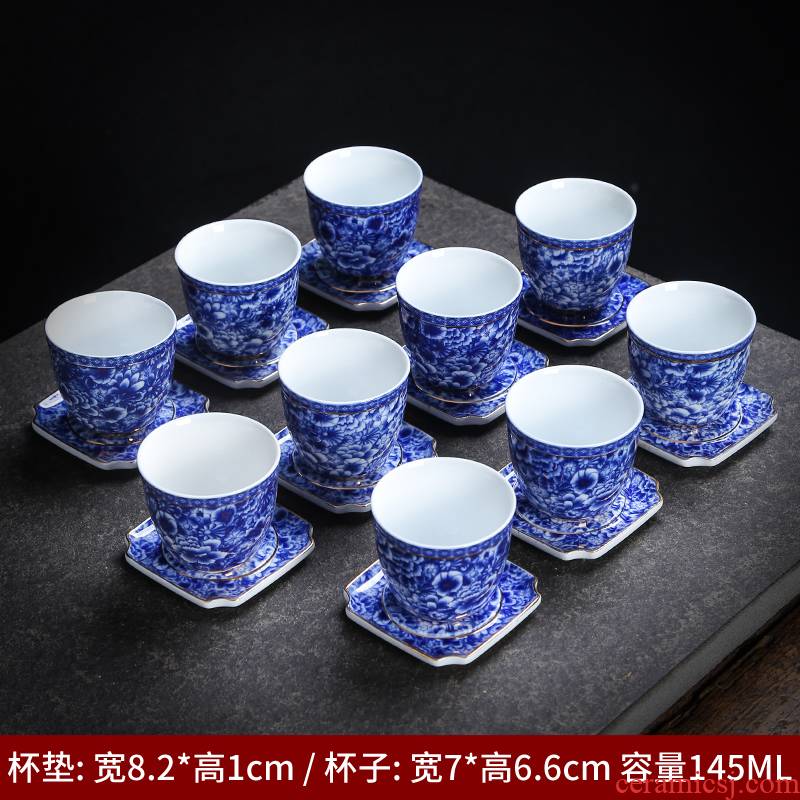 Jingdezhen ceramic masters cup kung fu small bowl hand - made porcelain cups filled with colorful tea sample tea cup personal single CPU