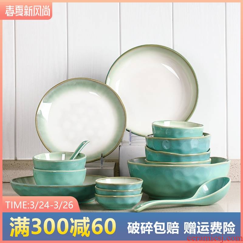 4/10 people Dishes suit household Korean contracted Dishes chopsticks combination to use soup bowl dish gaochun ceramics tableware