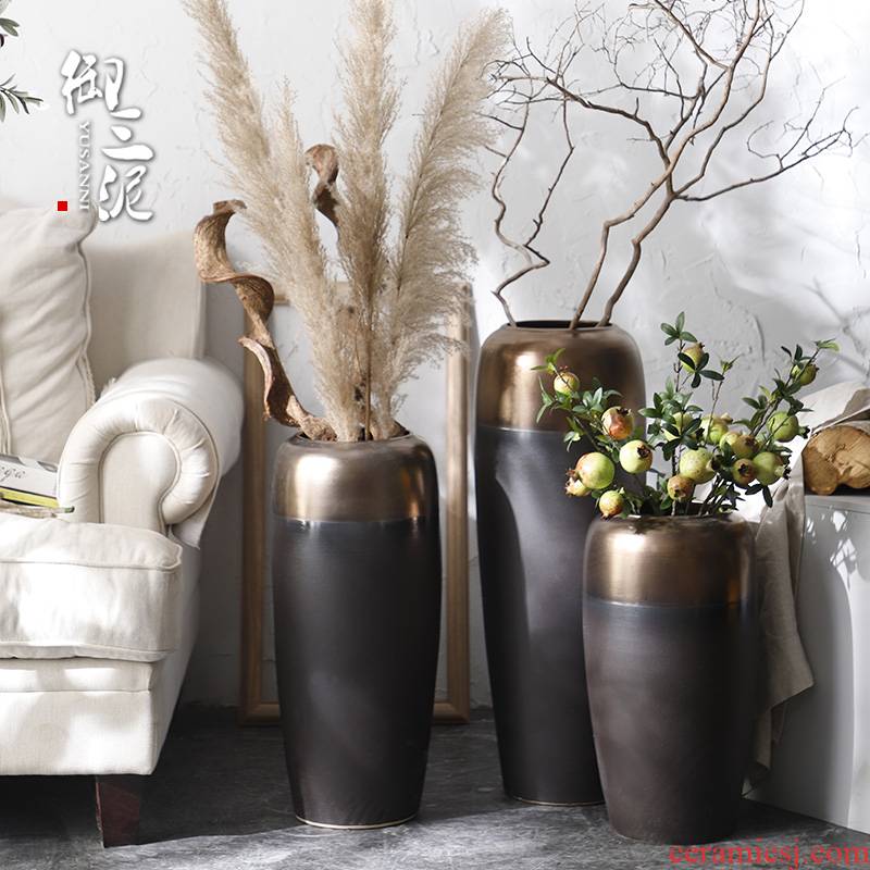 I and contracted Nordic dried flower vase landing light wind key-2 luxury industry big ceramic flower, flower arranging furnishing articles sitting room adornment