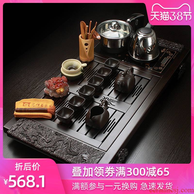 Palettes nameplates, ebony tea set suits for your up of a complete set of violet arenaceous kung fu tea set four unity induction cooker solid ground