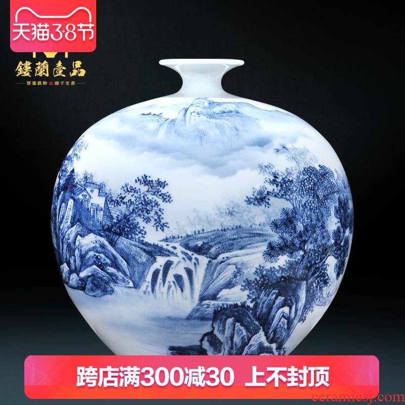 Hand - made dry flower vases, new Chinese style living room sofa of blue and white porcelain of jingdezhen ceramics TV ark adornment furnishing articles