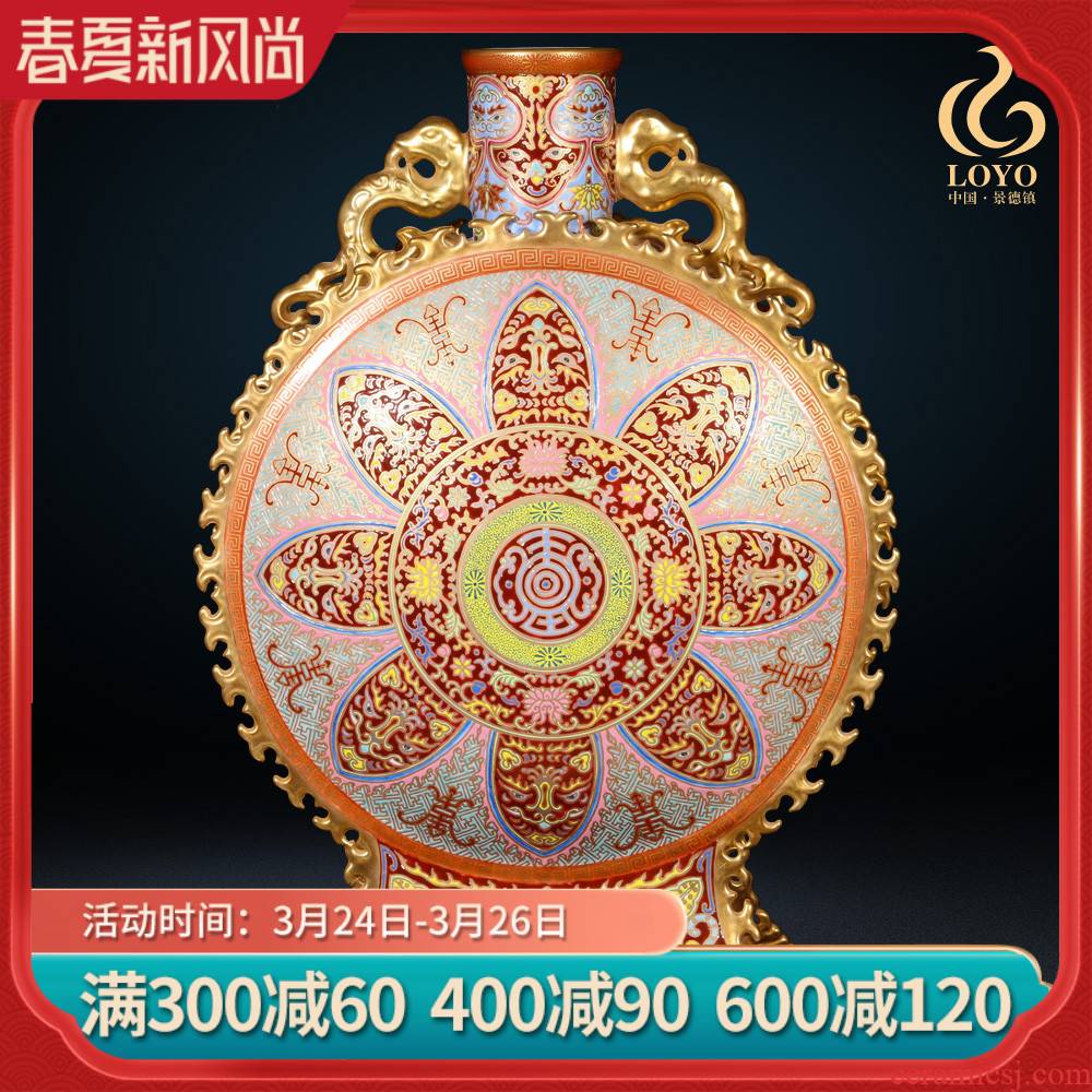 Jingdezhen ceramics hand - made antique vase colored enamel paint on Chinese arts and crafts home furnishing articles in the living room