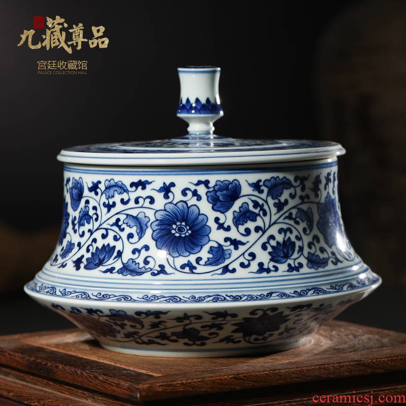 Jingdezhen ceramics imitation the qing kangxi with hand - made porcelain lotus flower tea pot sitting room home decoration furnishing articles