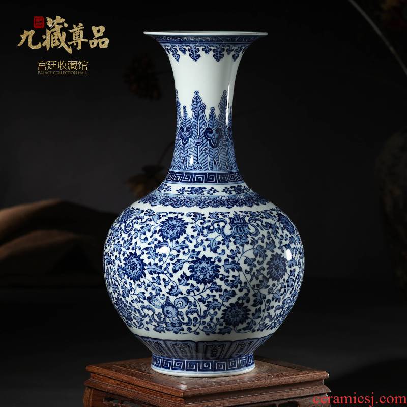 Jingdezhen ceramics vase furnishing articles of archaize of pure hand - made the design of blue and white porcelain marriage room sitting room porch decorate gifts