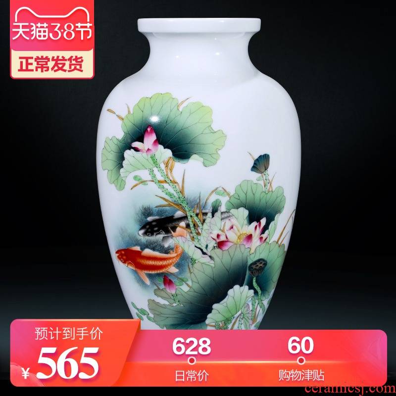 Jingdezhen ceramics hand - made flower vase of new Chinese style household living room TV cabinet craft decoration wedding furnishing articles
