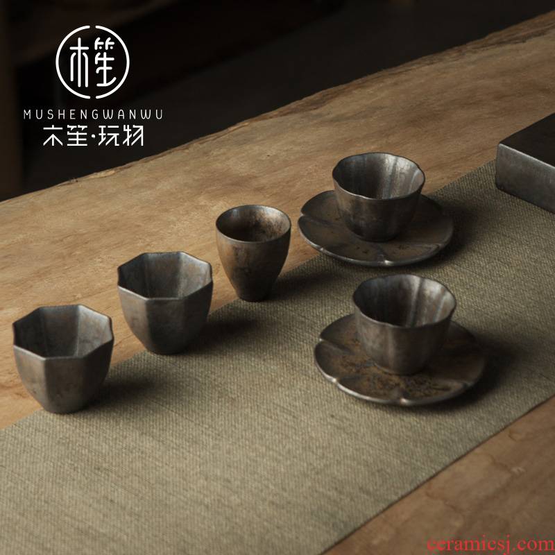 Office creative ceramic tea cup Japanese contracted kung fu tea art move sample tea cup gold glaze cup