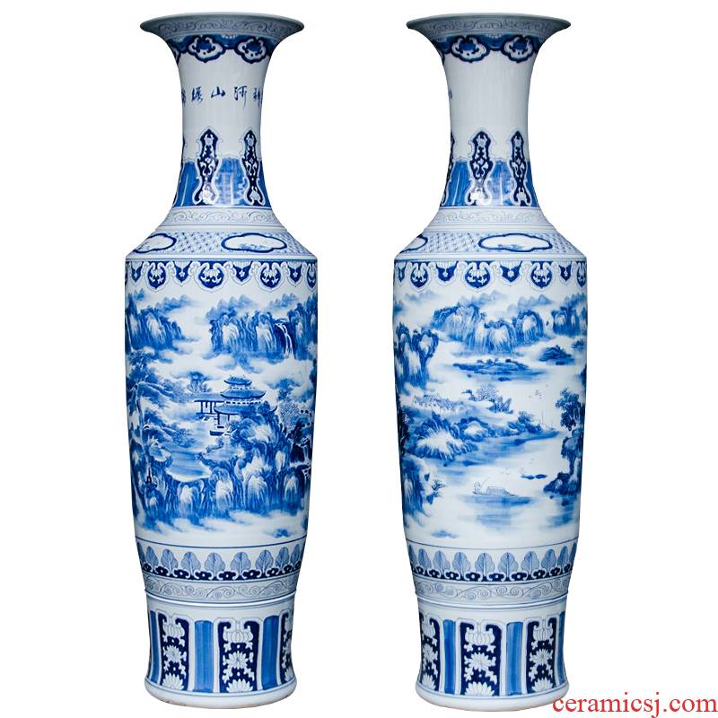 Jingdezhen ceramic hand - made furnishing articles of large blue and white porcelain vase splendid sunvo sitting room adornment handicraft decoration