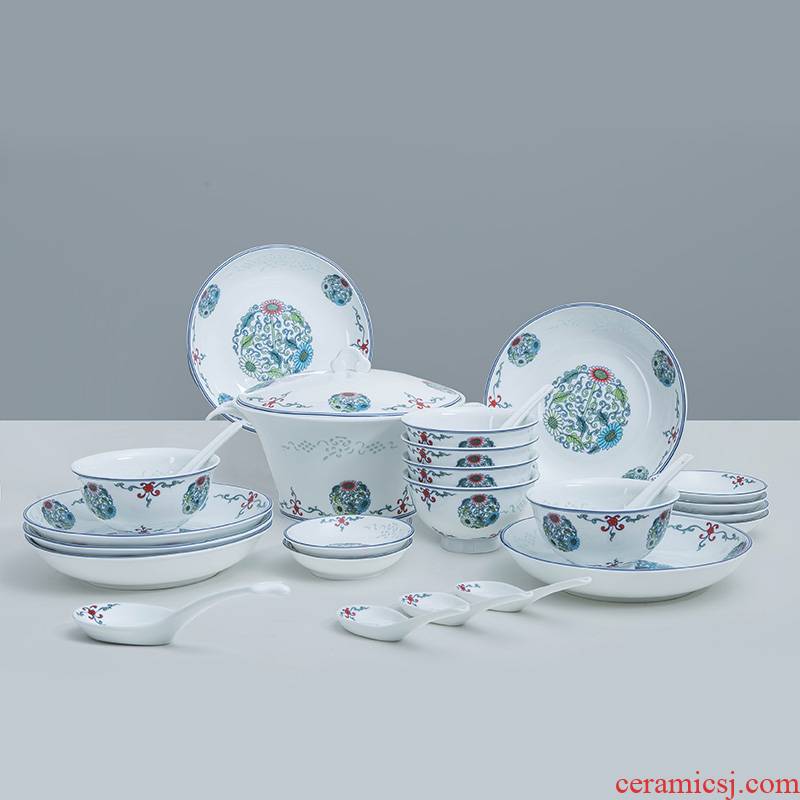 Jade cypress pastel and exquisite dishes suit white porcelain tableware in jingdezhen glaze covered 26 times home dishes by