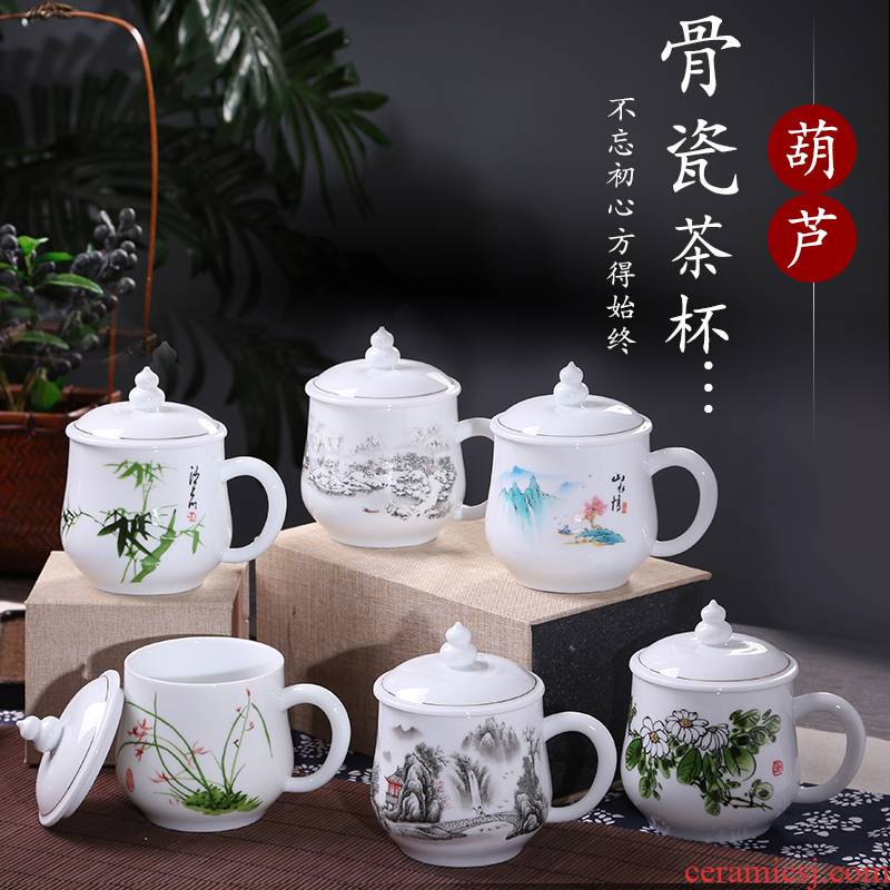 DE farce auspicious jingdezhen gourd ceramic tea cup with cover ipads porcelain cup